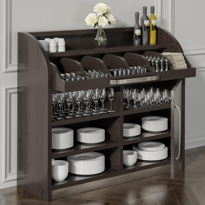 Loa | Waiter Station Cabinet | B110cm x H105 | Wenge-Black | 1xDoor + 4xShelf | Soft-Close
