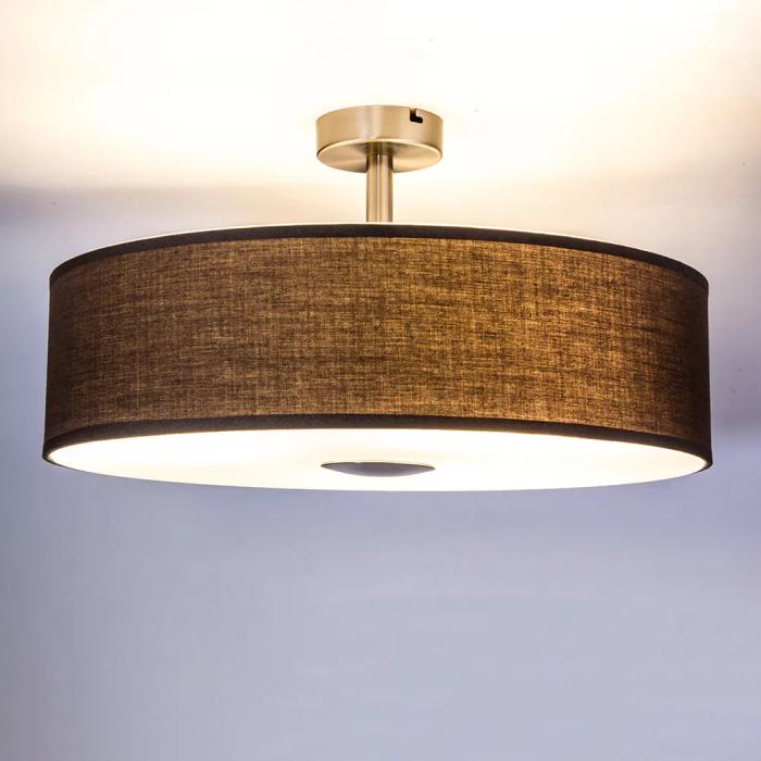 LD | Ceiling Lamp | + Stoffschrim | Ø450x↧120mm | Brown - Bild 3