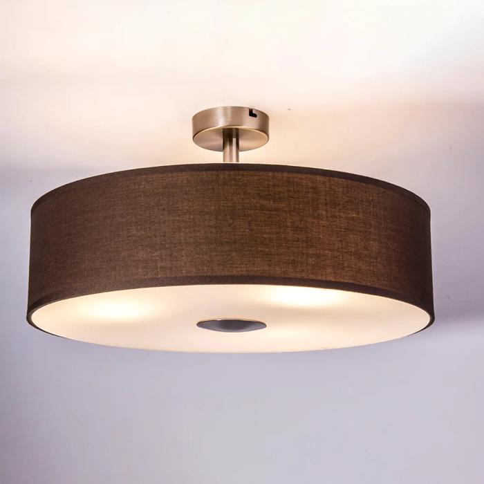 LD | Ceiling Lamp | + Stoffschrim | Ø450x↧120mm | Brown