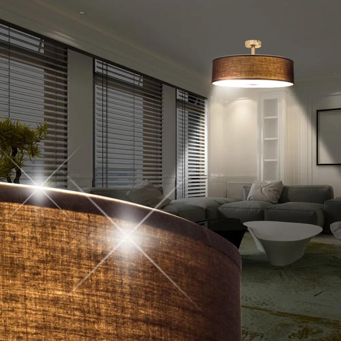 LD | Ceiling Lamp | + Stoffschrim | Ø450x↧120mm | Brown - Bild 2