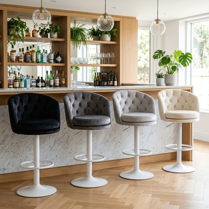 Angelita Sammet Barstol - Svart | Mörkgrå | Grå | Cream - Bild 2